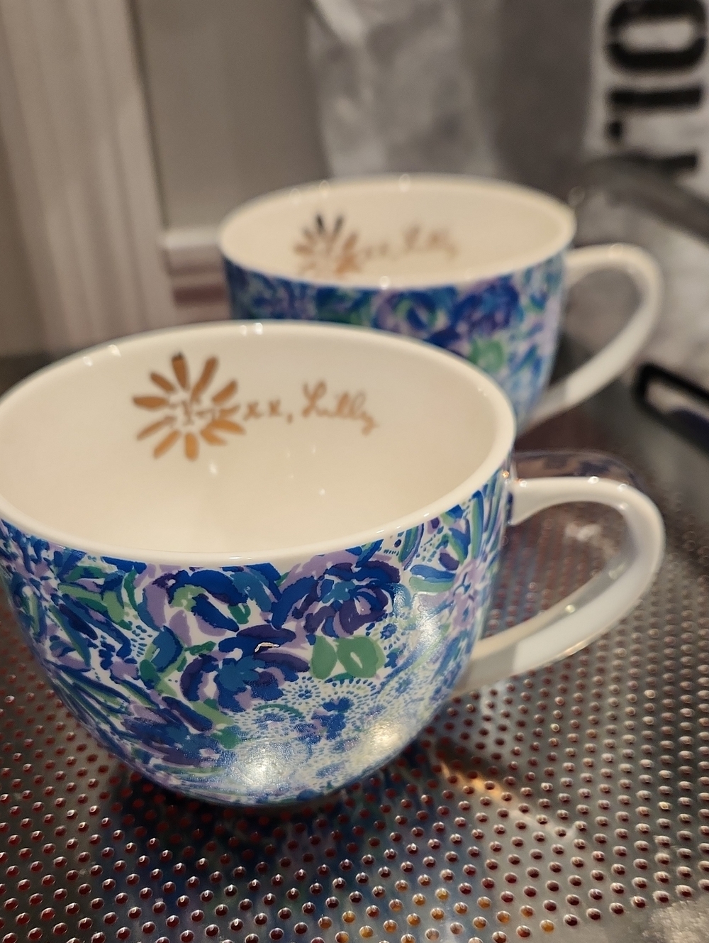 EUC Lilly Pulitzer Set Of 2 Floral Coffee/Tea Cups